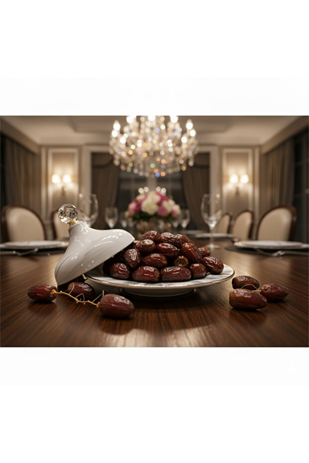 Ceramic Luxury Dates Container for storing dates, sweets, nuts, and chocolates, with a crystal top. - 3