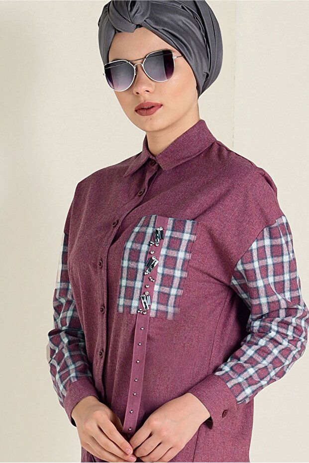 سترة مربعة منقوشة بأزرار 4633 - 1