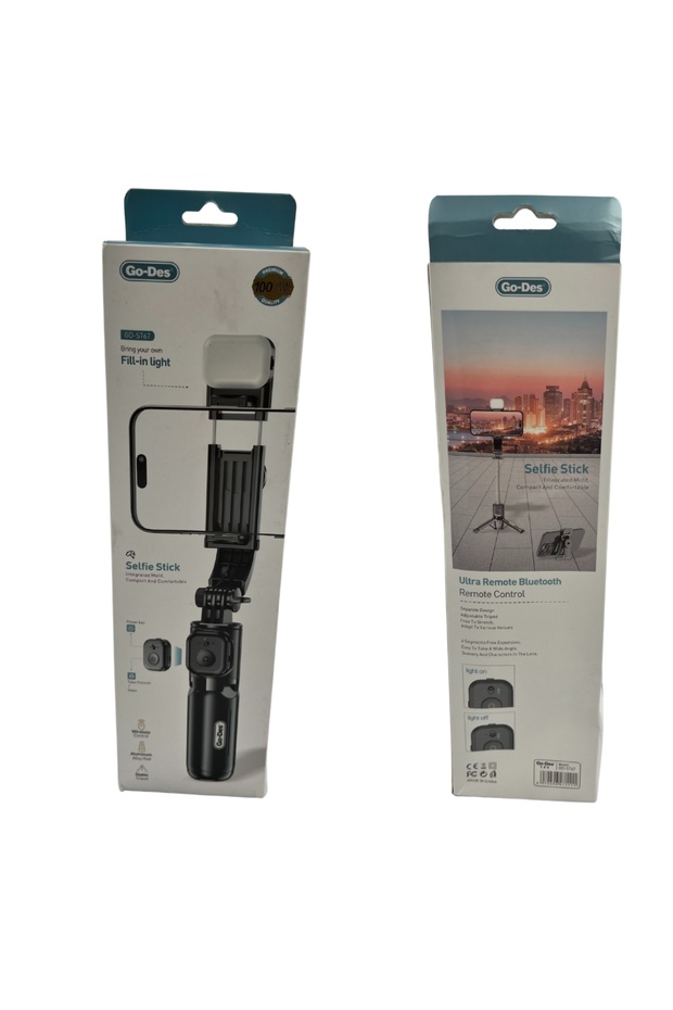 Go Des GD-ST 67 Live Streaming Selfie Stick with Fill Light, Remote Control and 360° Rotating Tripo - 4