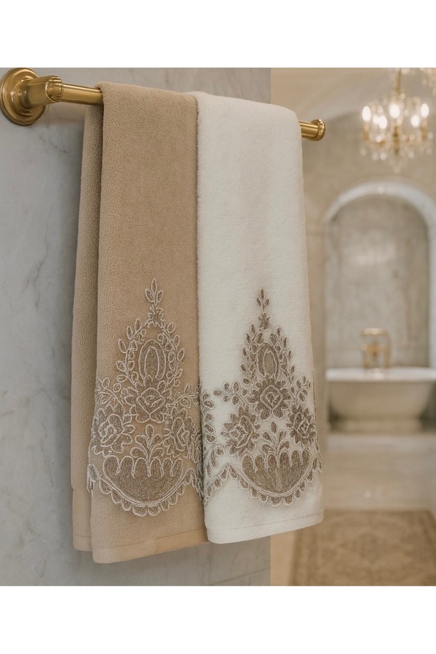 Çinar Velvet Hand and Face Towel Set of 2 50/90cm