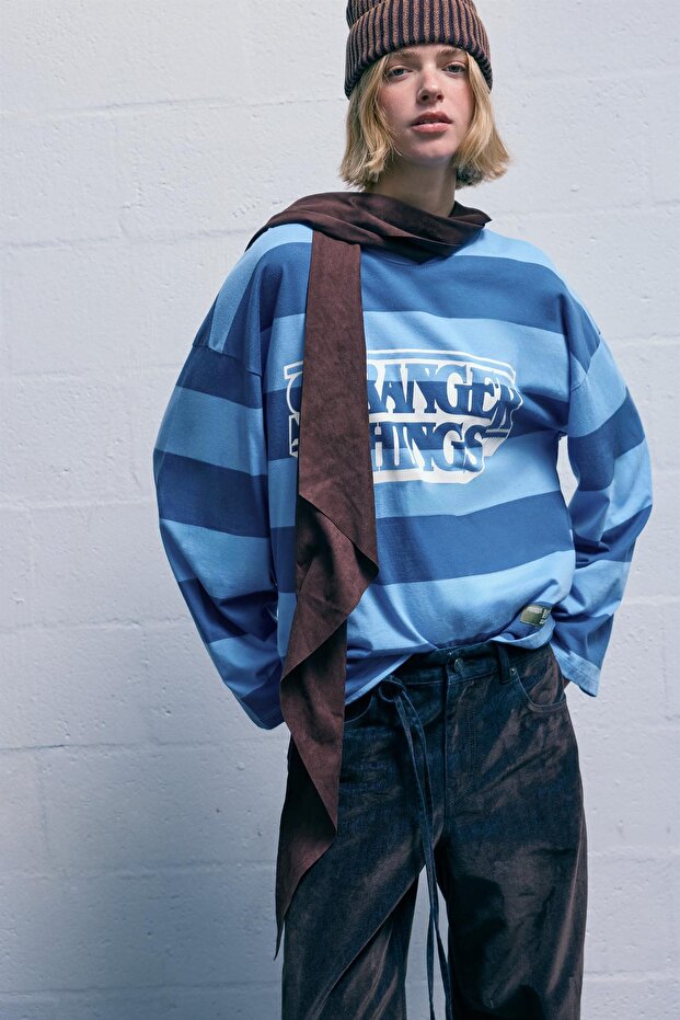 Stranger Things çizgili t-shirt - 2