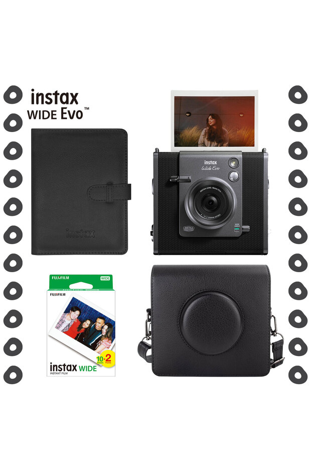 Fujifilm Instax Wide Evo Fotoğraf Makinesi 20'li Film, Albüm ve Deri Kılıflı Hediye Seti-FOTSI00229-S4-20-DA-