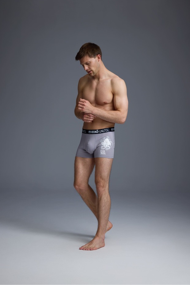 رمادي - أزرق داكن - بوكسر من قطعتين - 3