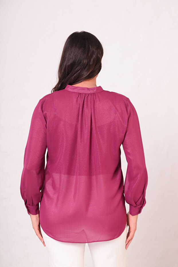 بلوزة شفافة لامعة مقاس كبير - 5