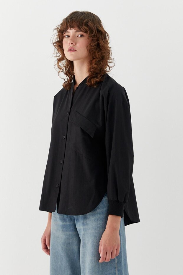 Cep Detaylı Basic Gömlek Siyah - 3