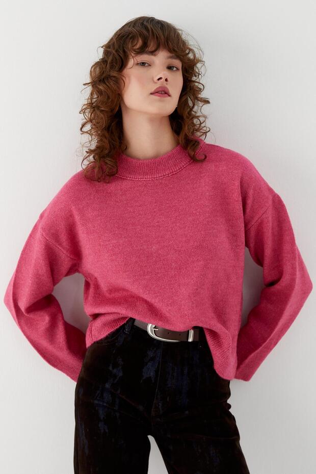 Basic Triko Kazak Pembe - 1