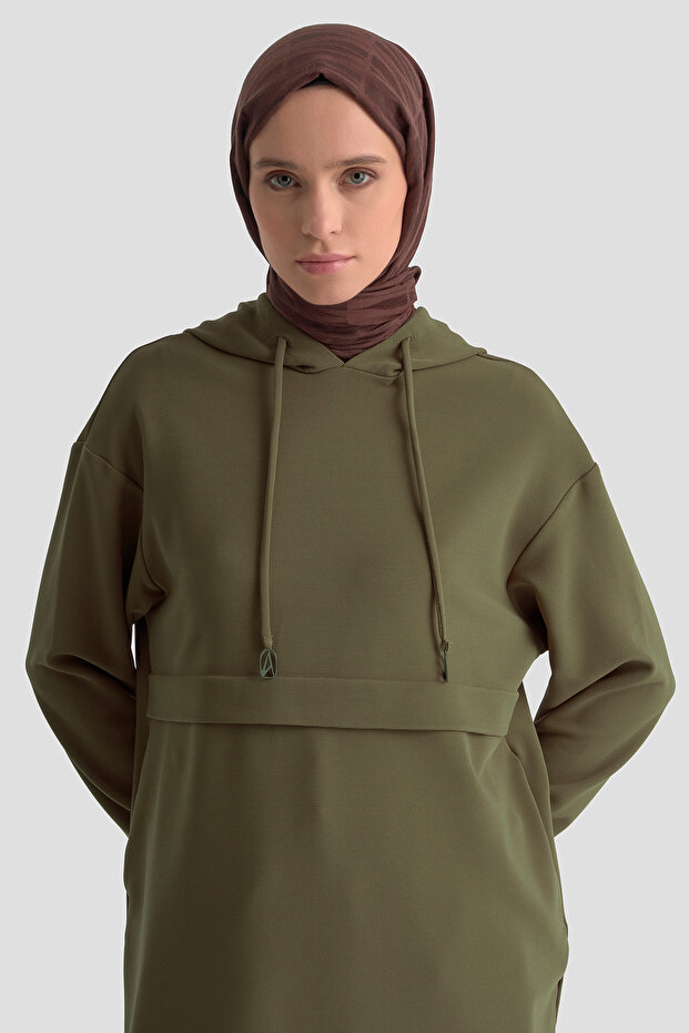 Kapüşonlu, Kolu Lastikli Basic Tunik-Likra lı - 2