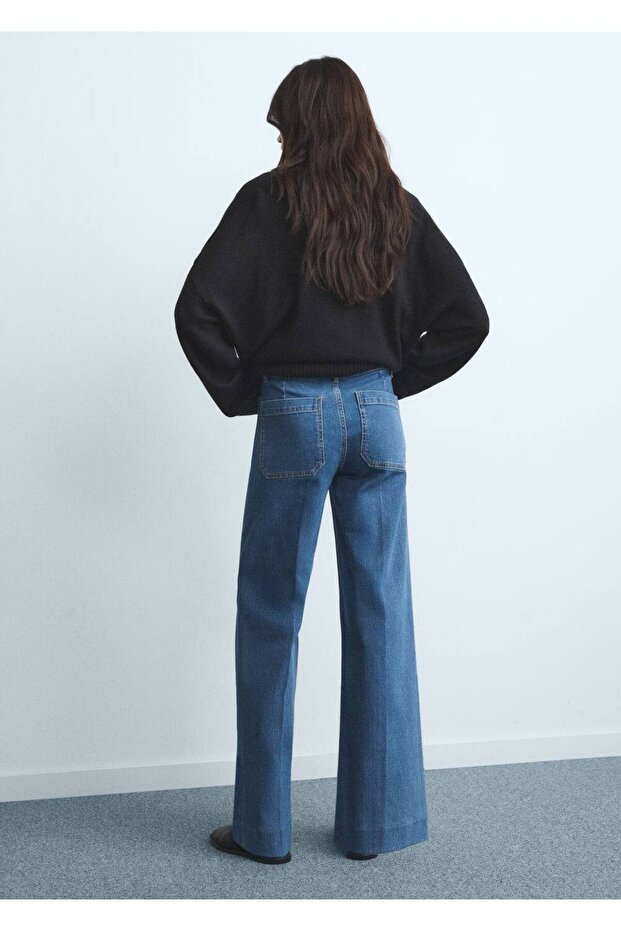 Düğmeli wideleg jean - 4