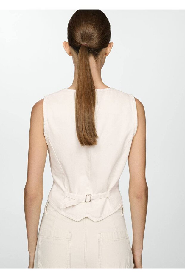 Düğmeli denim yelek - 4