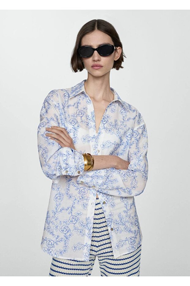 Çiçek işlemeli gömlek - 1