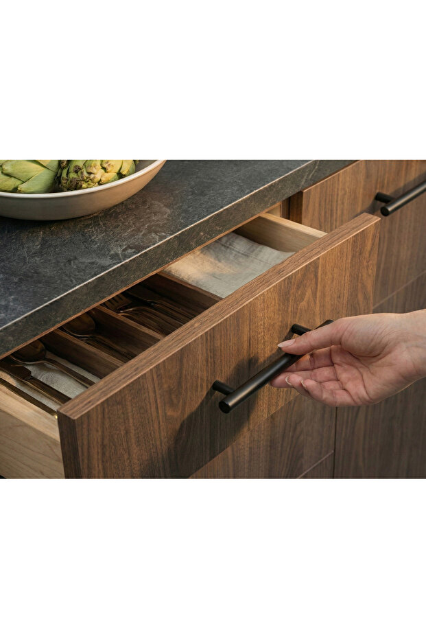1901.04 Matte Black Furniture Handle 160 mm | Kitchen Cabinet and Drawer Handle