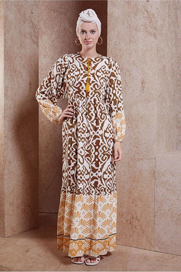 Patterned Viscose Dress 44599 - 1