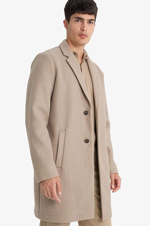 Herren Nerz Relax Fit Jacke Revers geknöpft Tasche Kaschmir Mantel Parka Y8903AZ24AU - 7