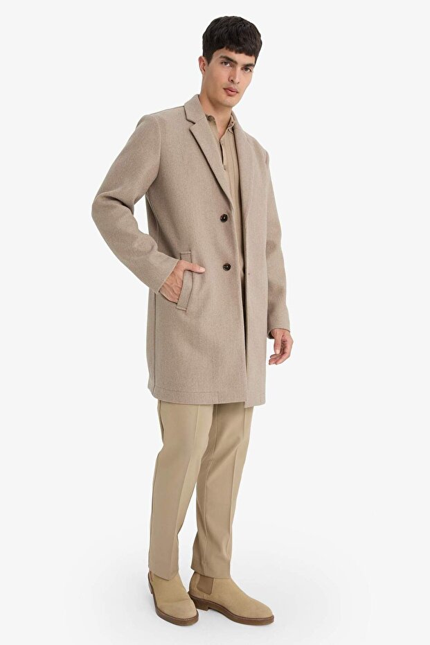 Herren Nerz Relax Fit Jacke Revers geknöpft Tasche Kaschmir Mantel Parka Y8903AZ24AU - 6