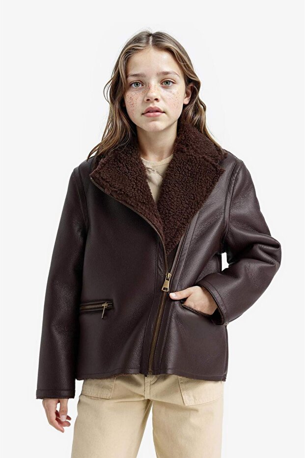 Puchowa kurtka z podszewką i kieszeniami na zamek błyskawiczny dla dziewczynek E7964A825AU - 6