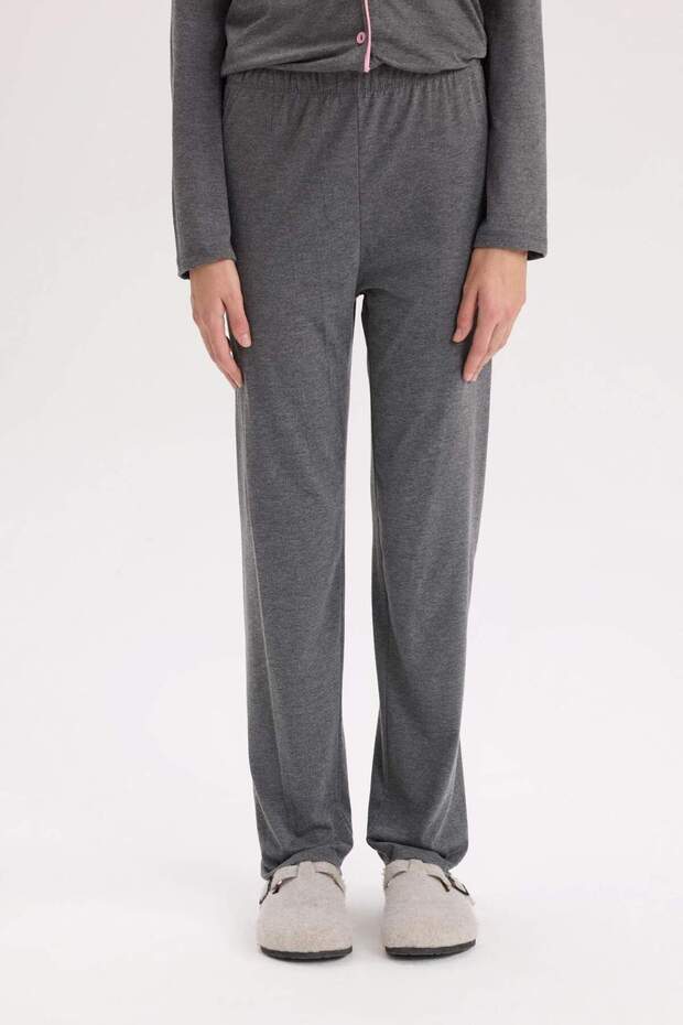 Pijama Takımı Regular Fit Uzun Kollu Üst Uzun Alt-Fall in Love E2246AXNS - 5