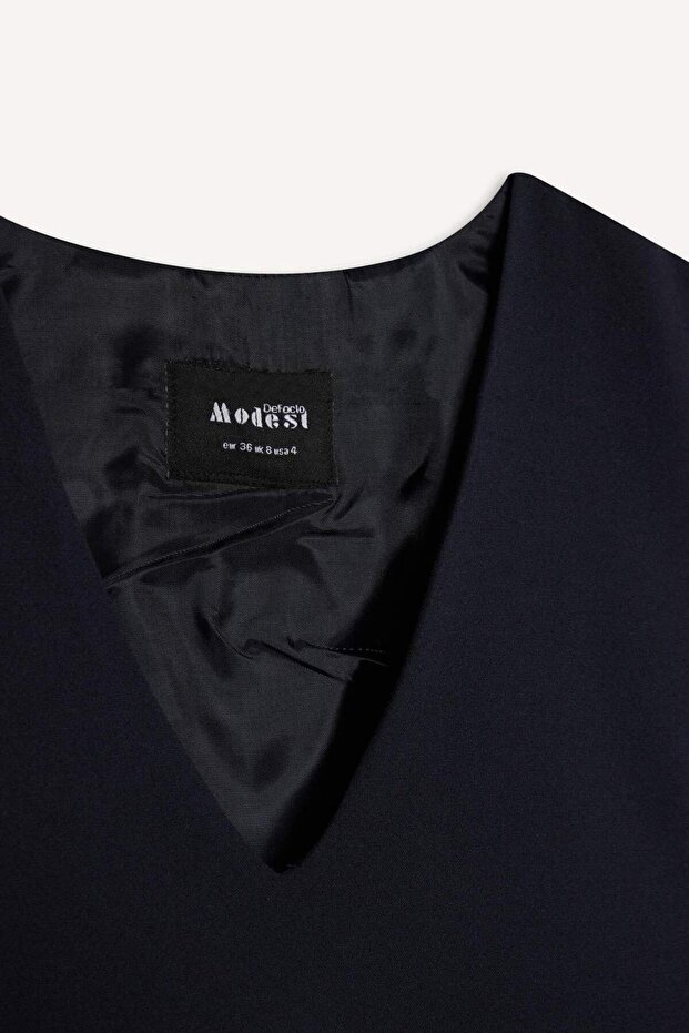 Regular Fit V Yaka Basic Düz Uzun Cepli Süveter E1340AX25SP - 5