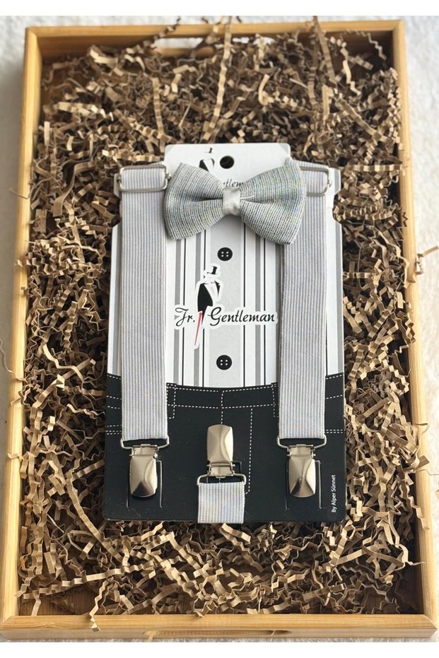Baby Boy & Child Gray Trouser Suspenders and Bow Tie Set