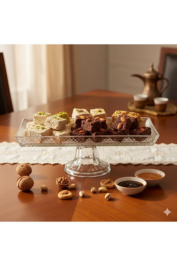 Rectangular Glass Serving Plate with Base, 27x14 cm - 1