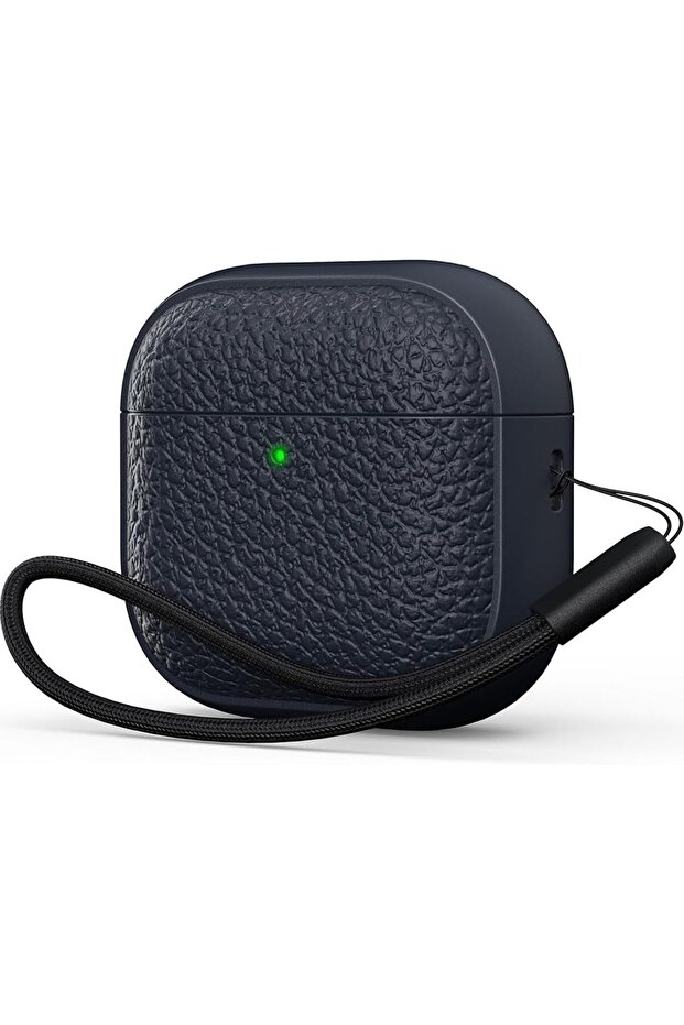 Case for Airpods 4 Case Cover with Wrist Strap, Leather Touch Design Protective Headphone Ca