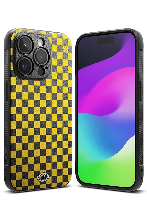 iPhone 15 Pro Max Case Cover | Onyx Series|Checkerboard Yellow