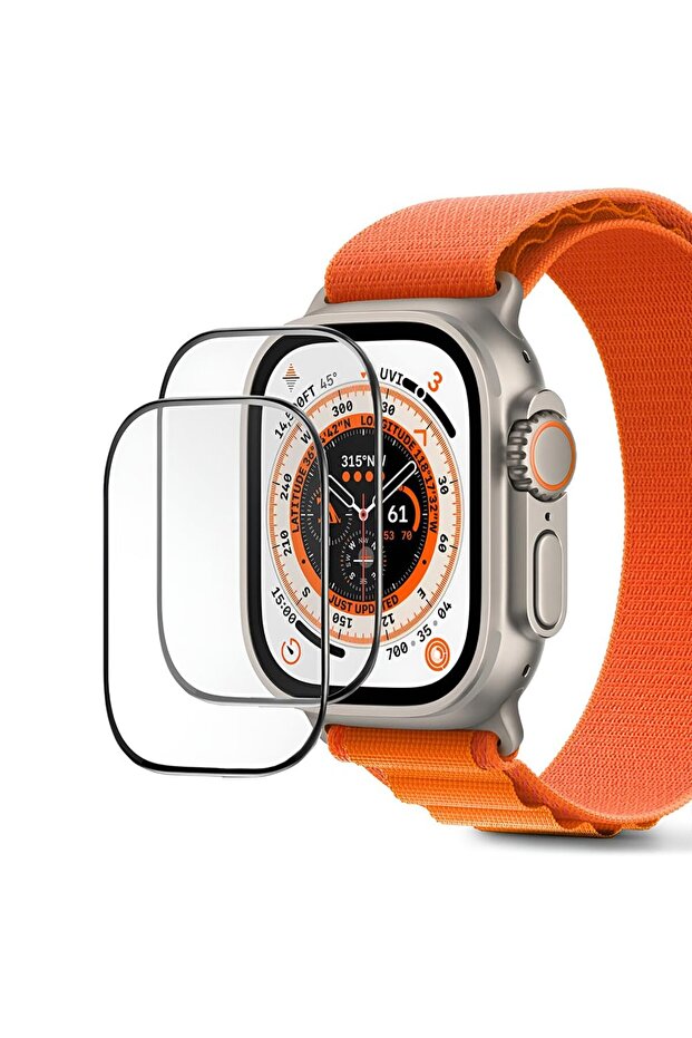 Apple Watch Ultra 2 / Ultra Screen Protector 49mm| 3D Curved Screen Guard | Black | Pack of 2