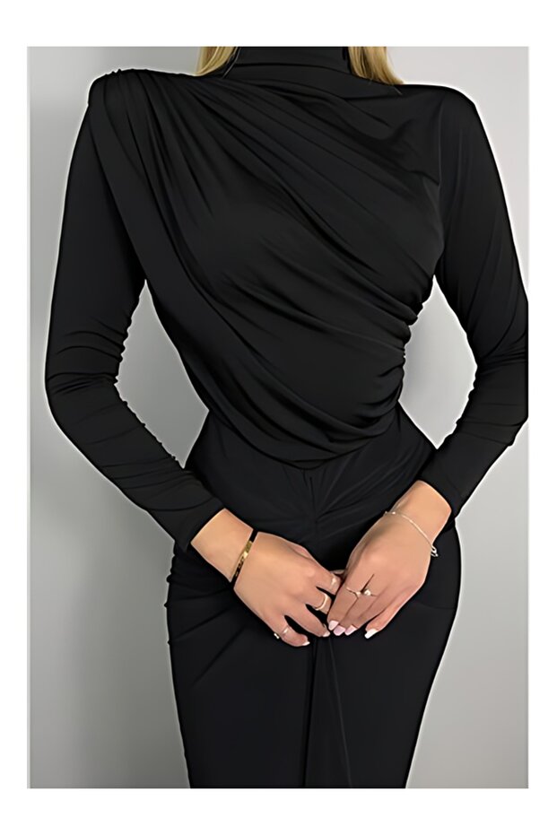 Siyah Drape Bluz