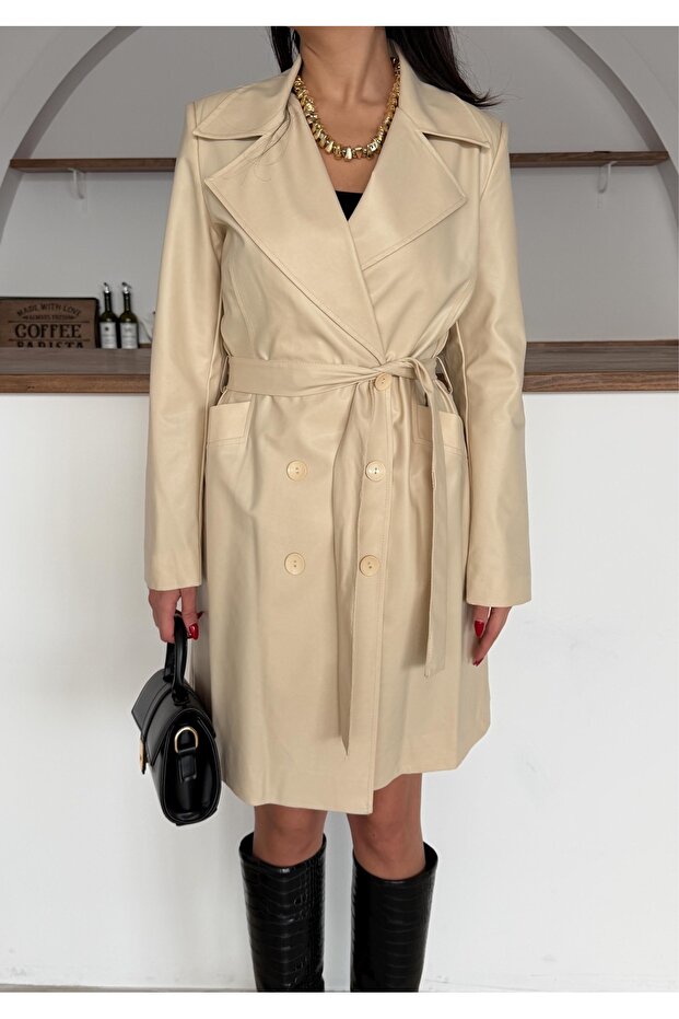 Suni Deri Trençkot - 5