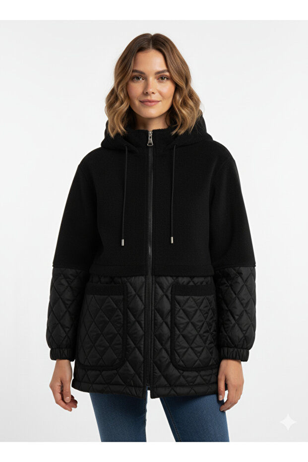 Kapitone Peluş Mont - 1