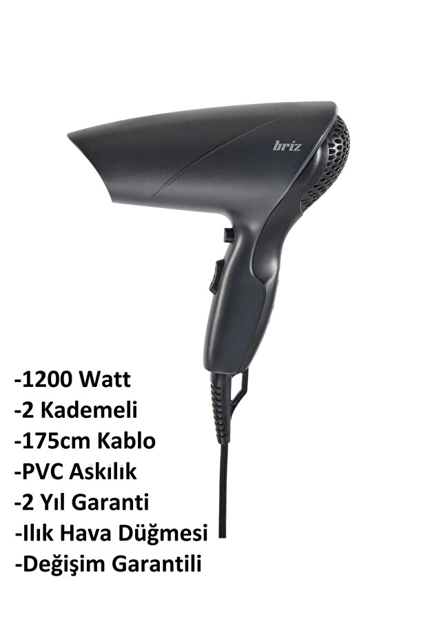 BRİZ BR120 Çift Kademeli 1200 Watt Saç Kurutma Fön Makinesi