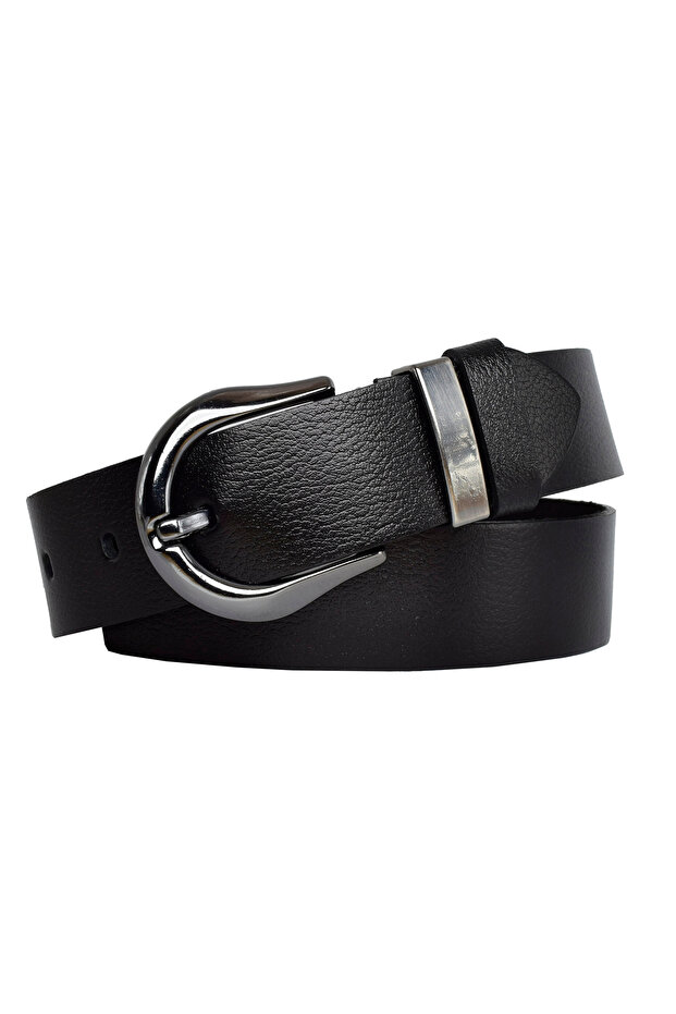 100% Genuine Leather, Black Nickel Suit Buckle 4 Cm Black Women's Belt; Jeans, Sports Belt=byn-70.nkl.set