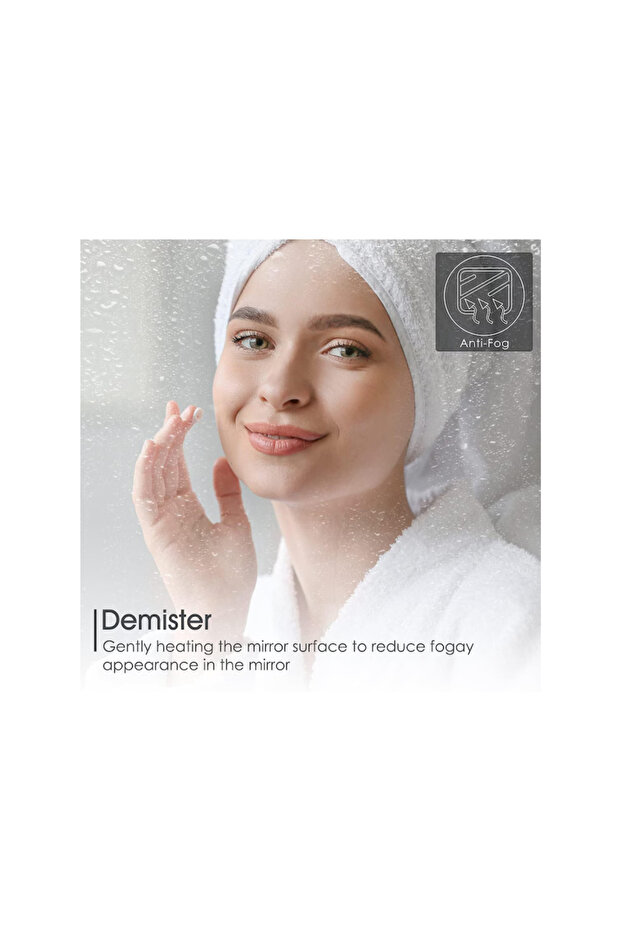 Rectangular LED Mirror 80x60cm – Edge Touch with Demisting System, Black Frame - 5