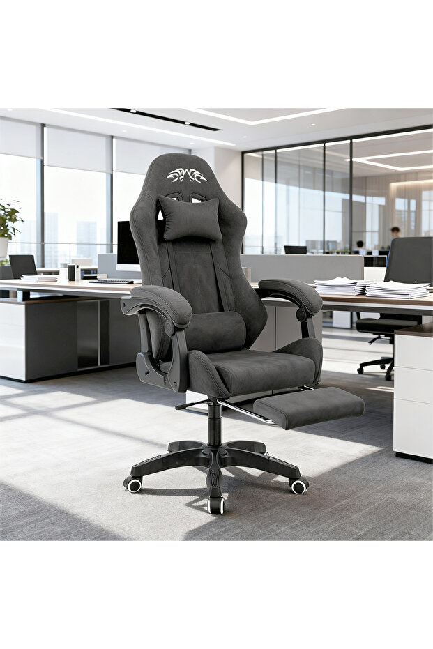 كرسي ألعاب، كرسي كمبيوتر، كرسي ألعاب من قماش الفانيلا، تصميم ظهر مرتفع، قابل للتعديل - 3