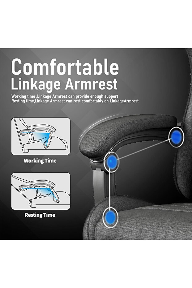 كرسي ألعاب، كرسي كمبيوتر، كرسي ألعاب من قماش الفانيلا، تصميم ظهر مرتفع، قابل للتعديل - 4