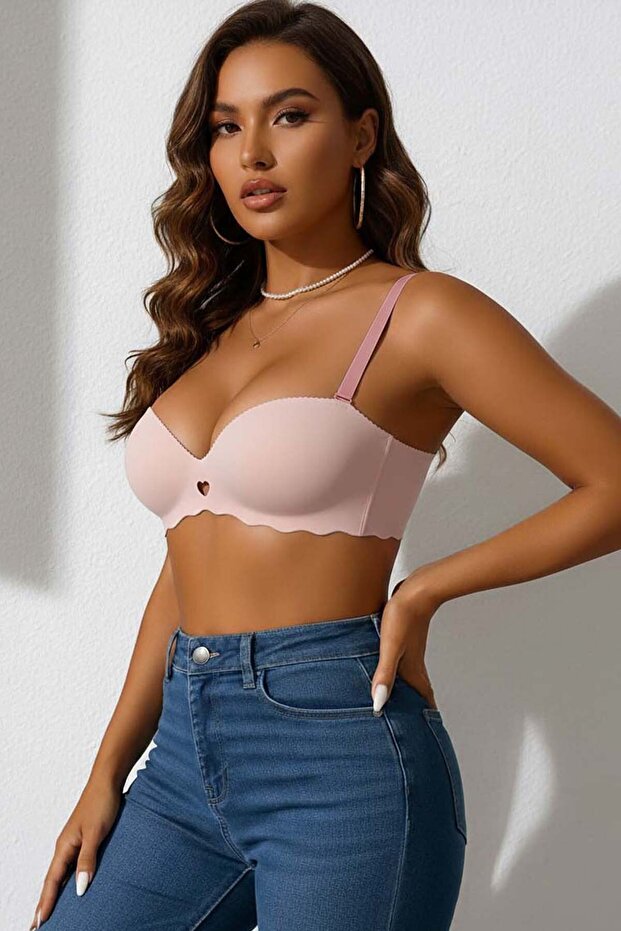 Stitch-Free Balensiz Lightweight Supported Heart Detail Laser Cut Non-Marking Invisible Bra
