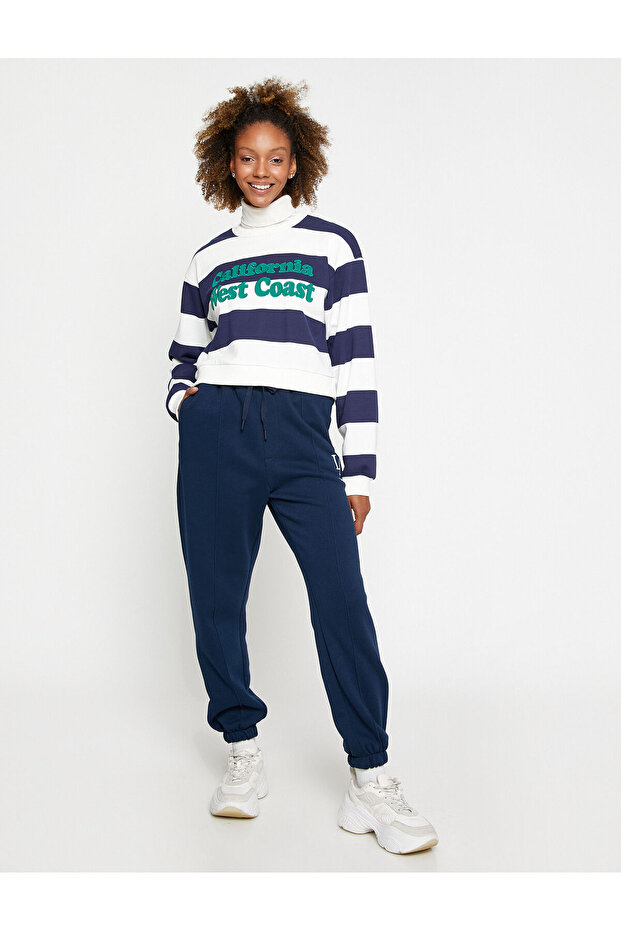 Jogger Sweatpants with Pocket Detail, Lace-Up Waist, Fleece Lining Inside