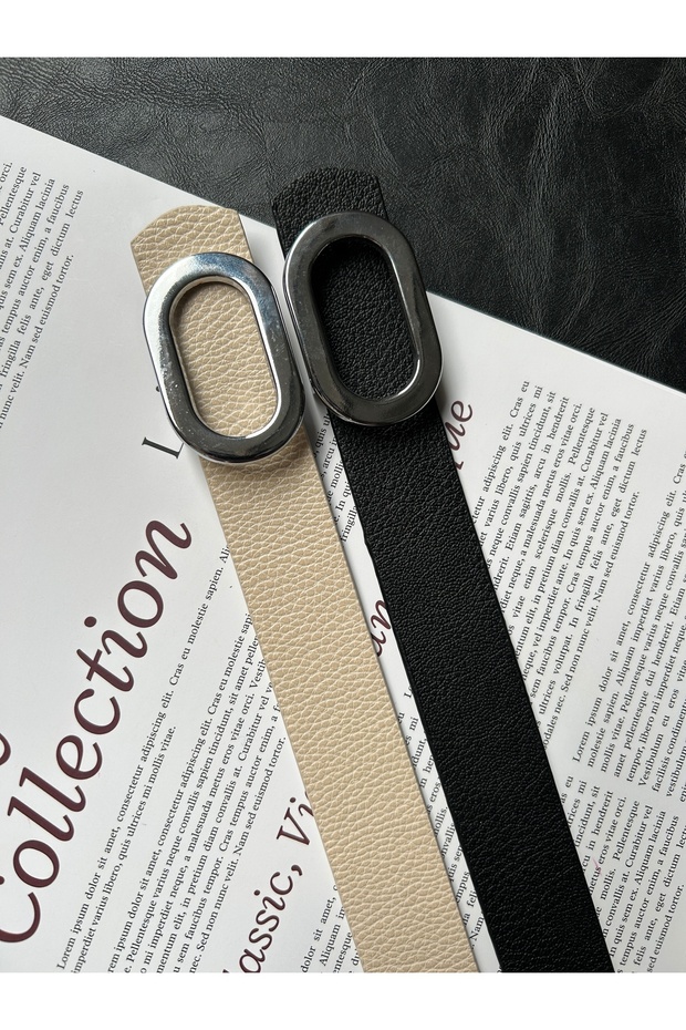 2-Pack Let O Letter Patterned Women's Silver Buckle Belt Coat Belt Dress Belt Trouser Belt