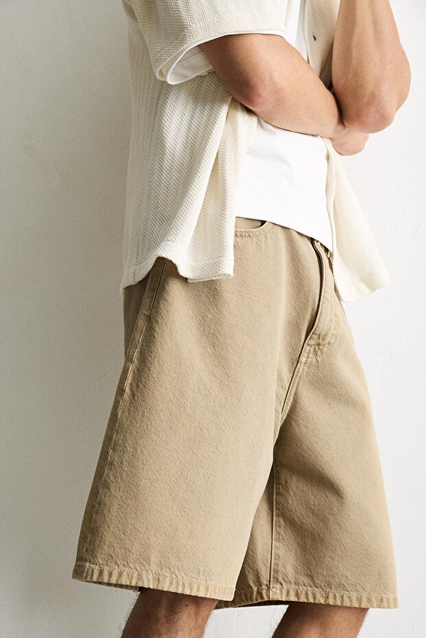 Bol kesim denim bermuda - 6