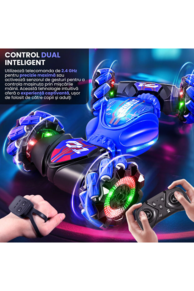 Dazzing Twisted RC Stunt Car with Gesture Sensor, 4WD, LED Lights, 2.4GHz Remote Control - 3