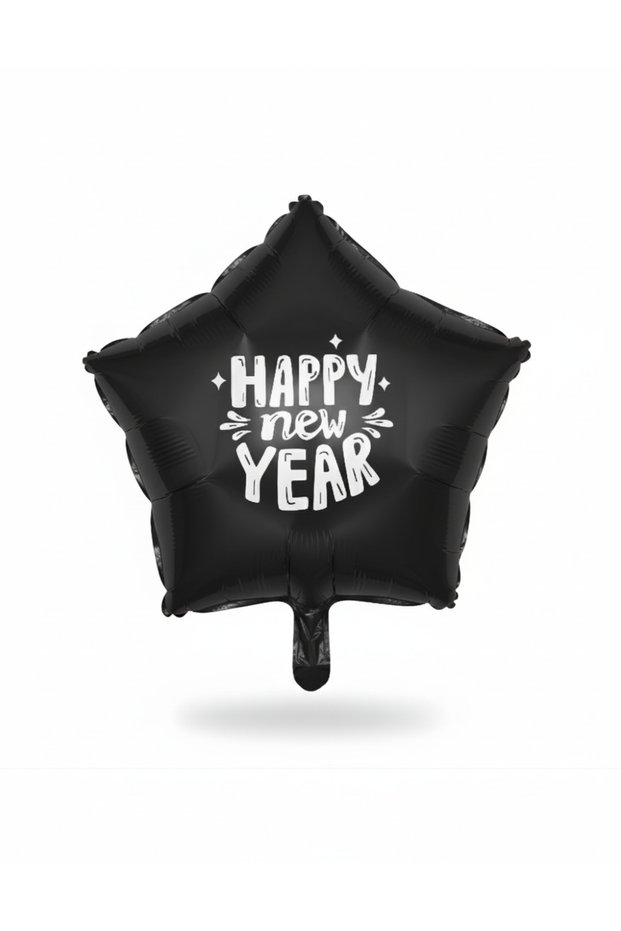 Happy New Year Christmas Tree Party Ornament Heart & Star Foil Balloon Decor Black Star