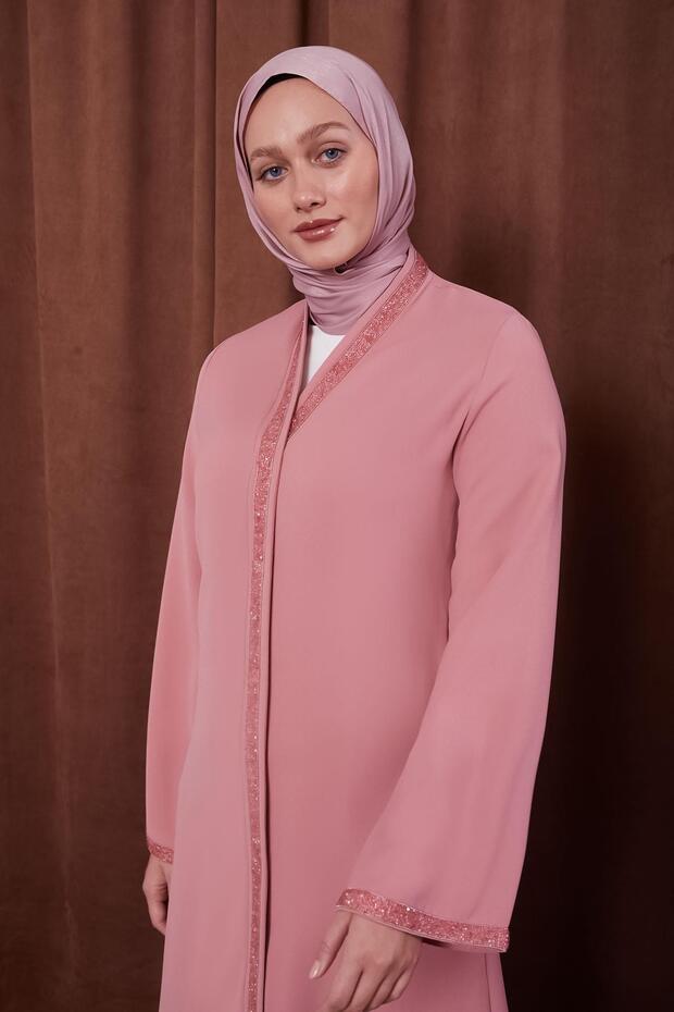 Pudra Önü Taşlı Ferace - 4