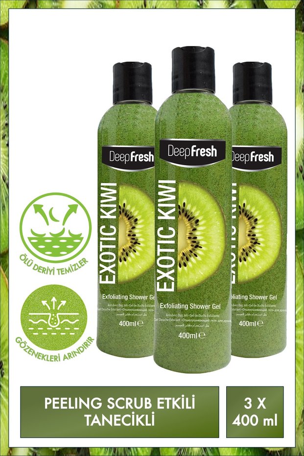 Purifying Peeling Shower Gel Kiwi 400ml 3 Pieces | Micro Particle Body Scrub | Smooth, Soft Skin