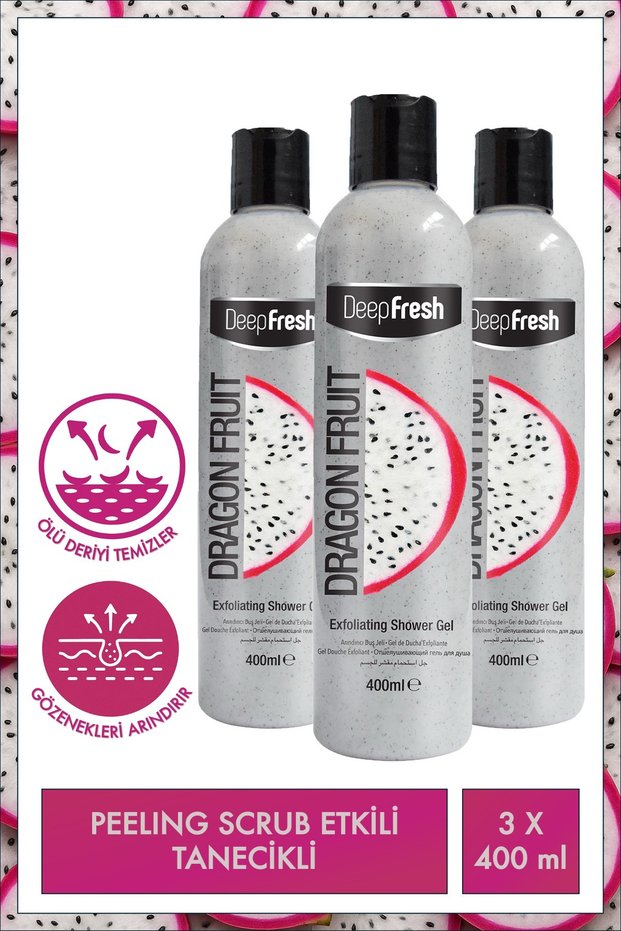 Purifying Peeling Shower Gel Dragon Fruit 400ml 3 Pieces | Body Scrub | Smooth and Soft Skin