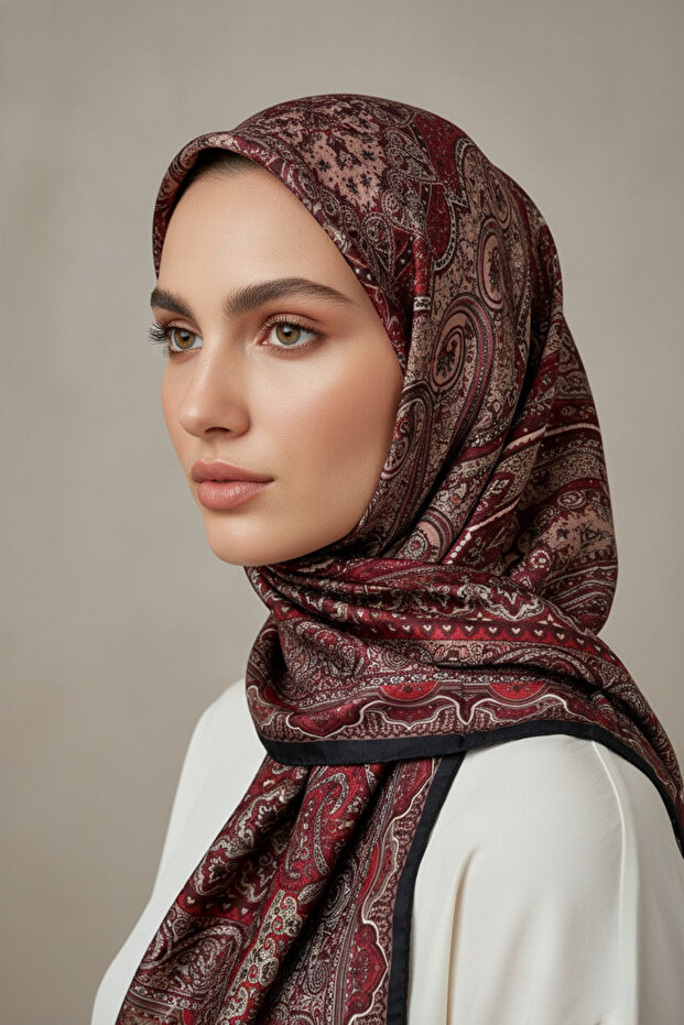 وشاح شال ذو مظهر حريري ذو إلهام عرقي