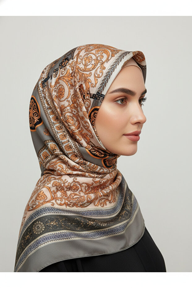 شال منقوش على شكل دائرة من القطن الناعم - 3