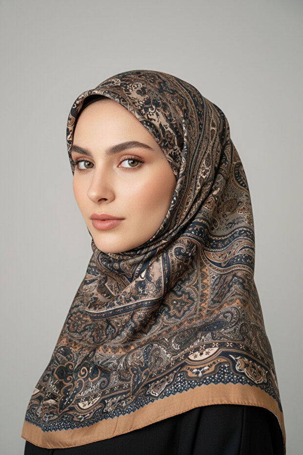 وشاح شال ذو مظهر حريري ذو إلهام عرقي