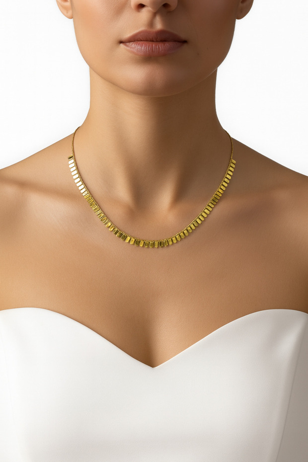 Plaka Pullu Altın Kolye - 1