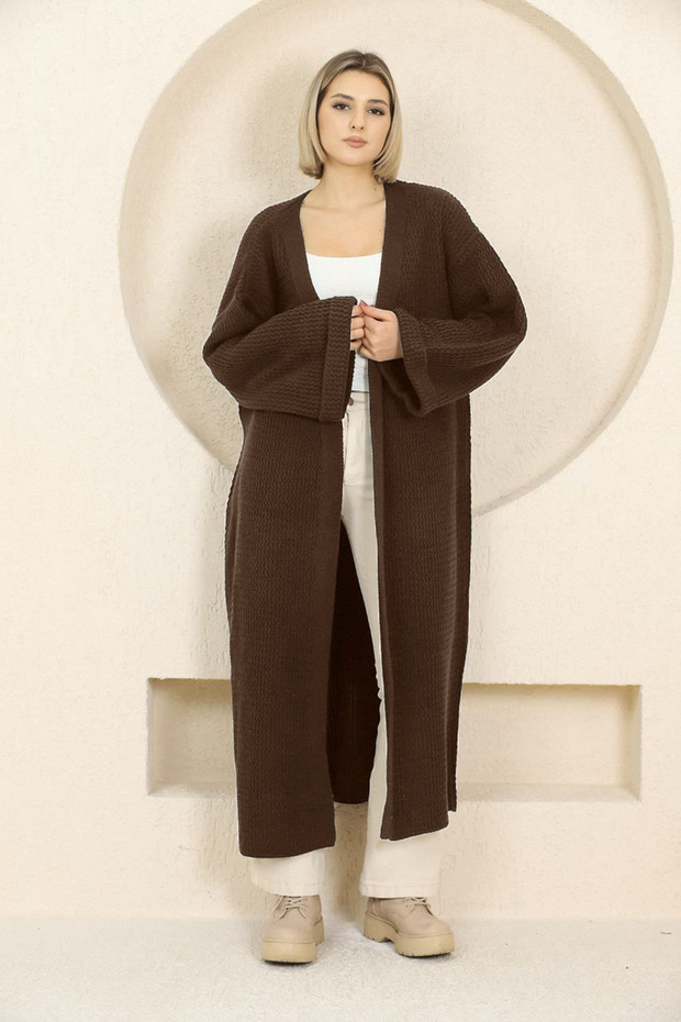 Oversize Örme Uzun Triko Hırka - 2