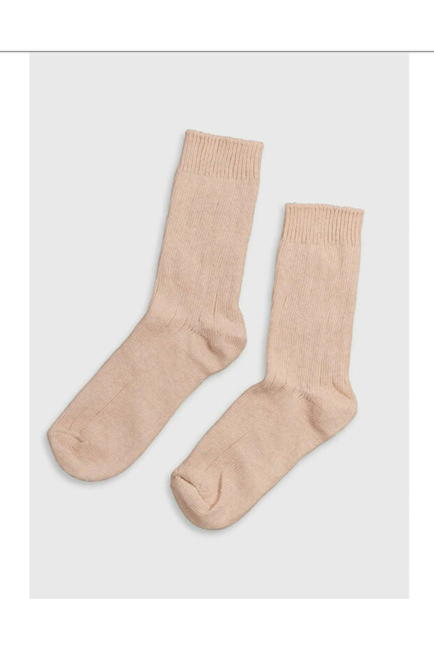 Fitilli Örme Kışlık Uzun Çorap - 3