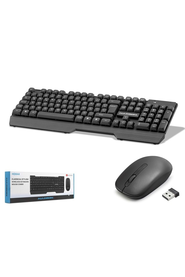 HD844 Kablosuz Klavye Mouse Seti 1600 DPI Siyah
